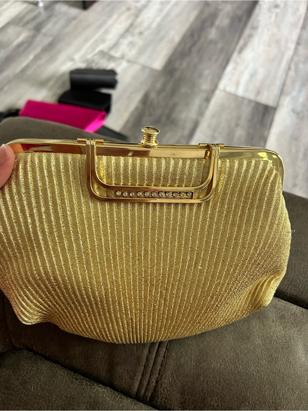 Gold Evening Clutch Handbag - Elegant Metallic Finish